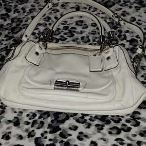 White Leather Coach Kristin Medium Satchel Purse